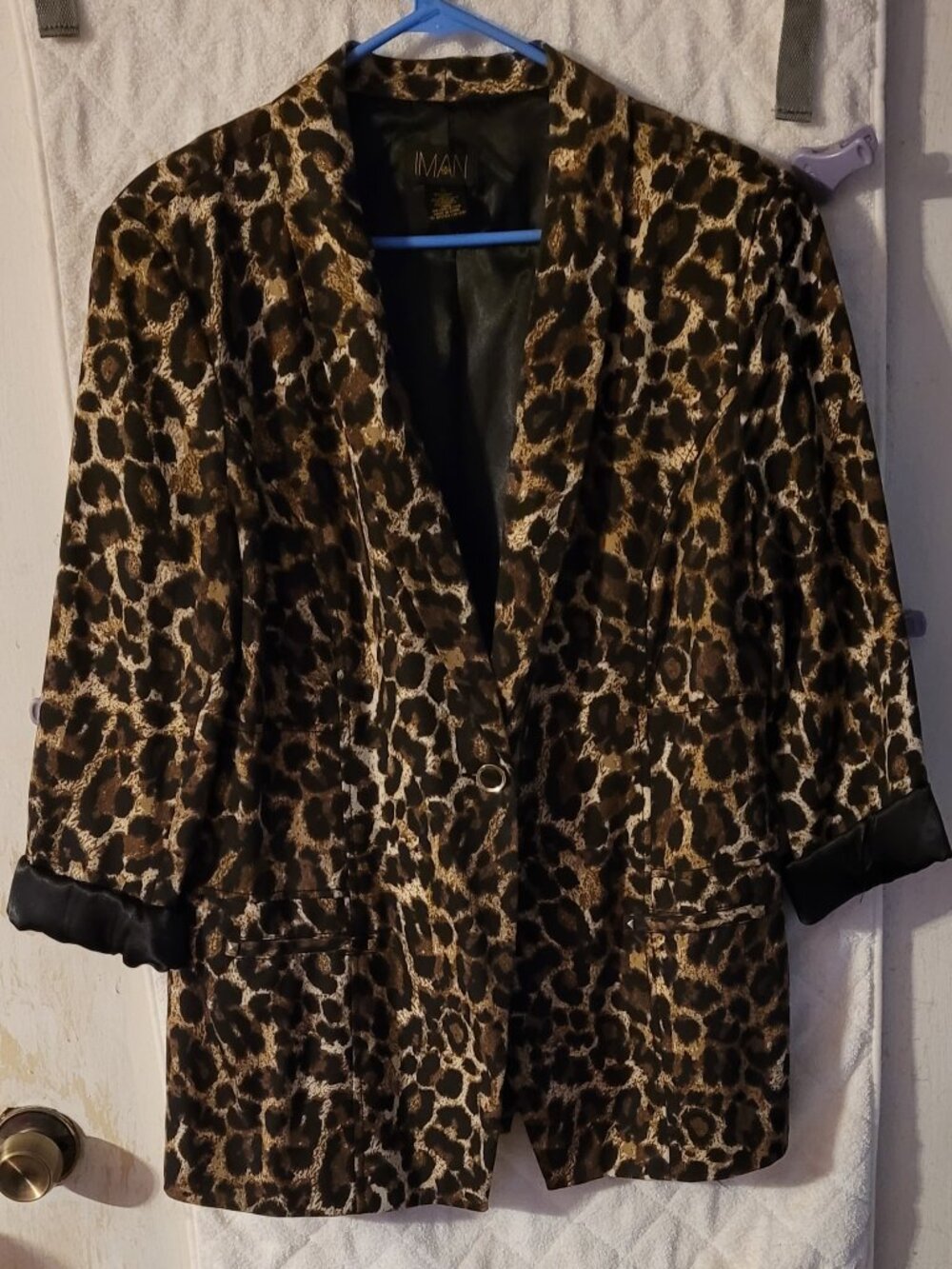 IMAN Women’s Leopard Animal Print Blazer size XL